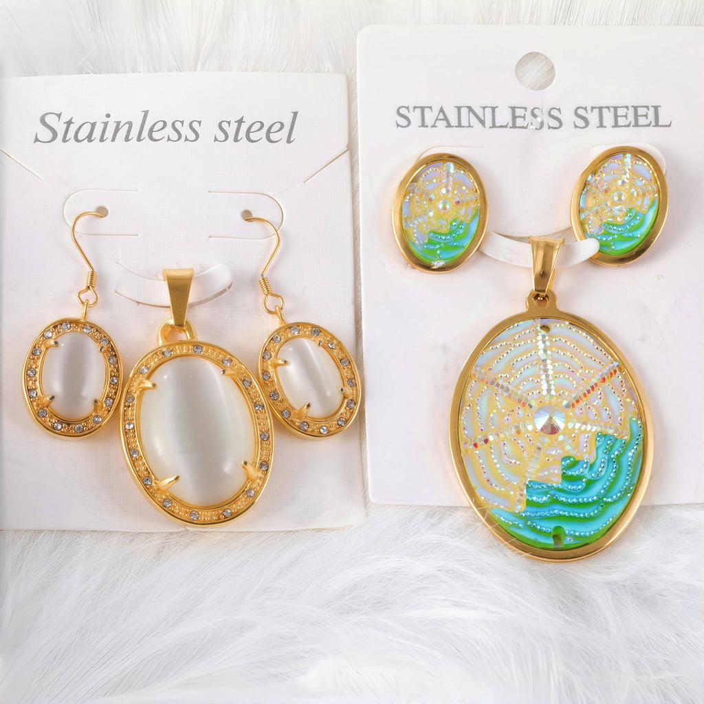 Fashion Earrings and Pendant Set Stainless Steel Jewelry