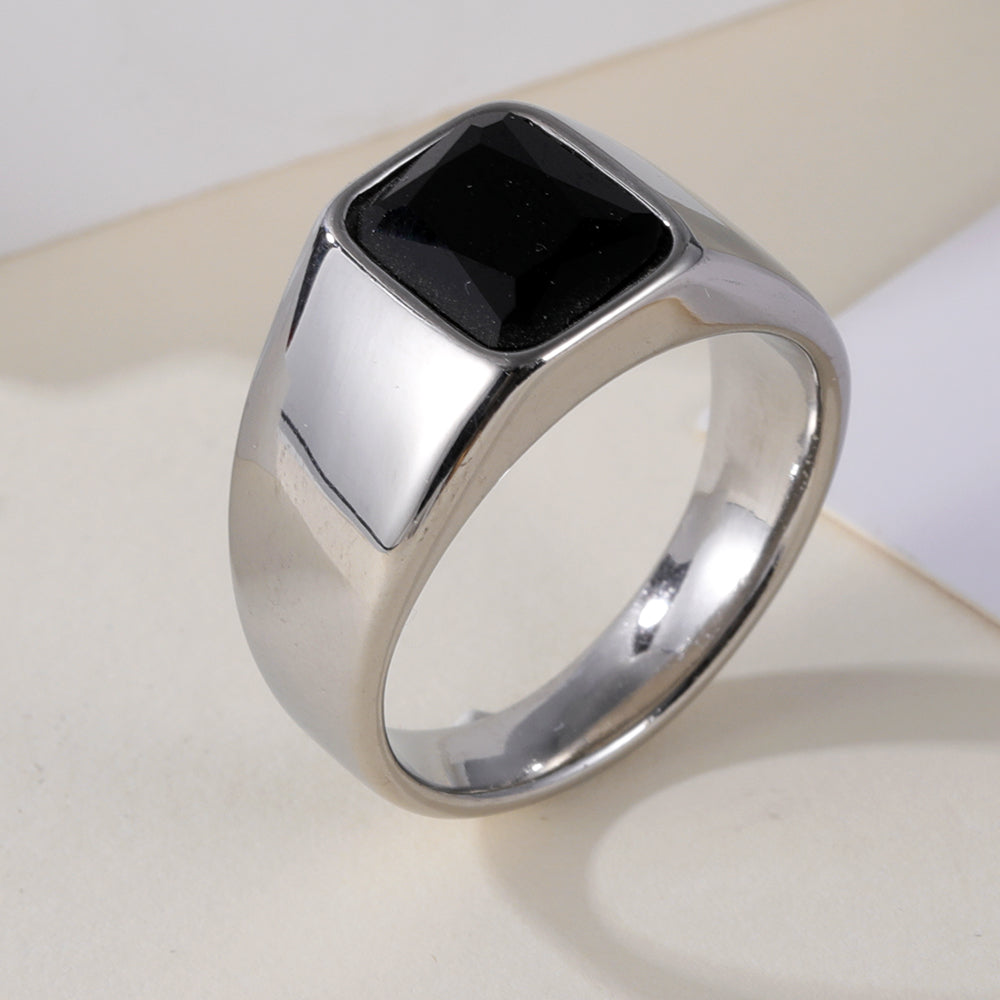 Vintage Stainless Steel Gemstone Ring Classic Style for Men | BL1072