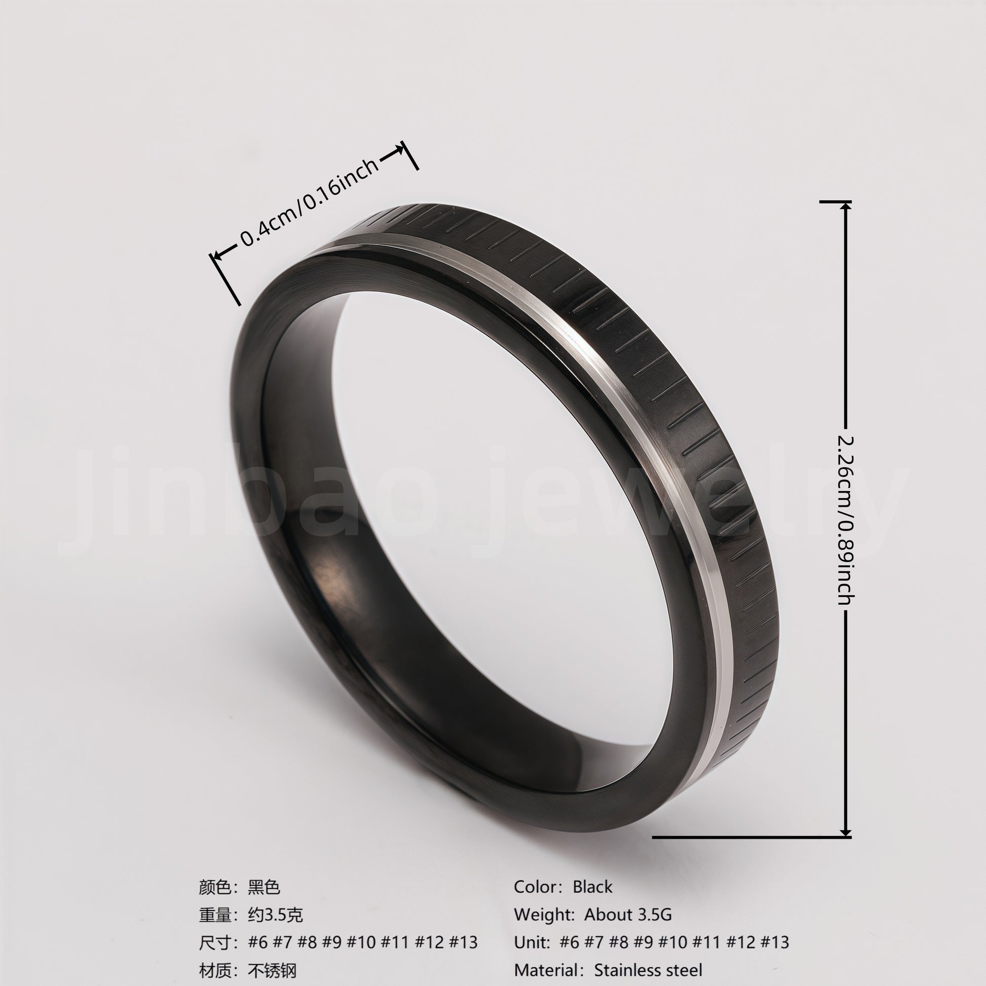 Black & Silver Stainless Steel Ring – Modern Dual-Tone Design