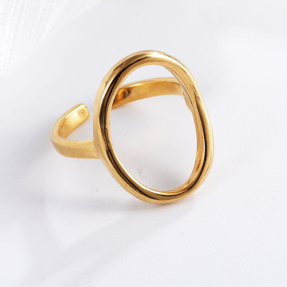 Sleek Oval Shape Stainless Steel Ring for Women | N0012