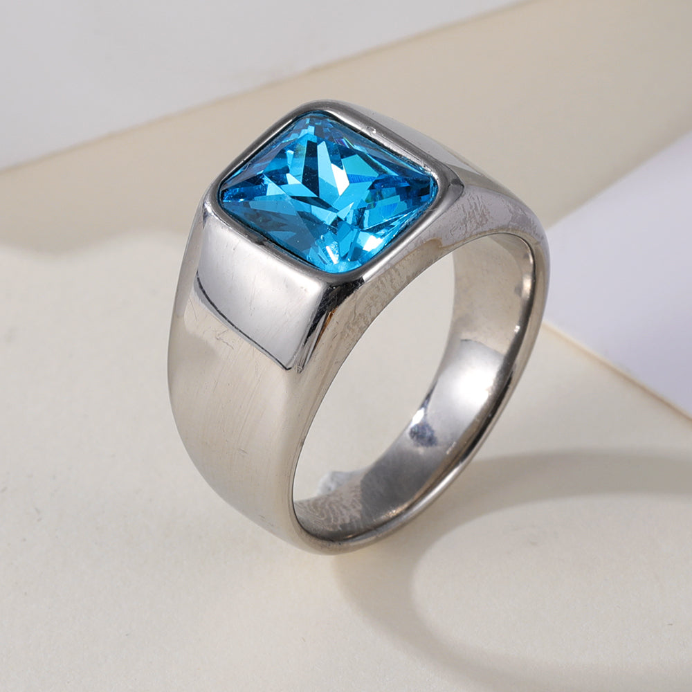 Vintage Stainless Steel Gemstone Ring Classic Style for Men | BL1072