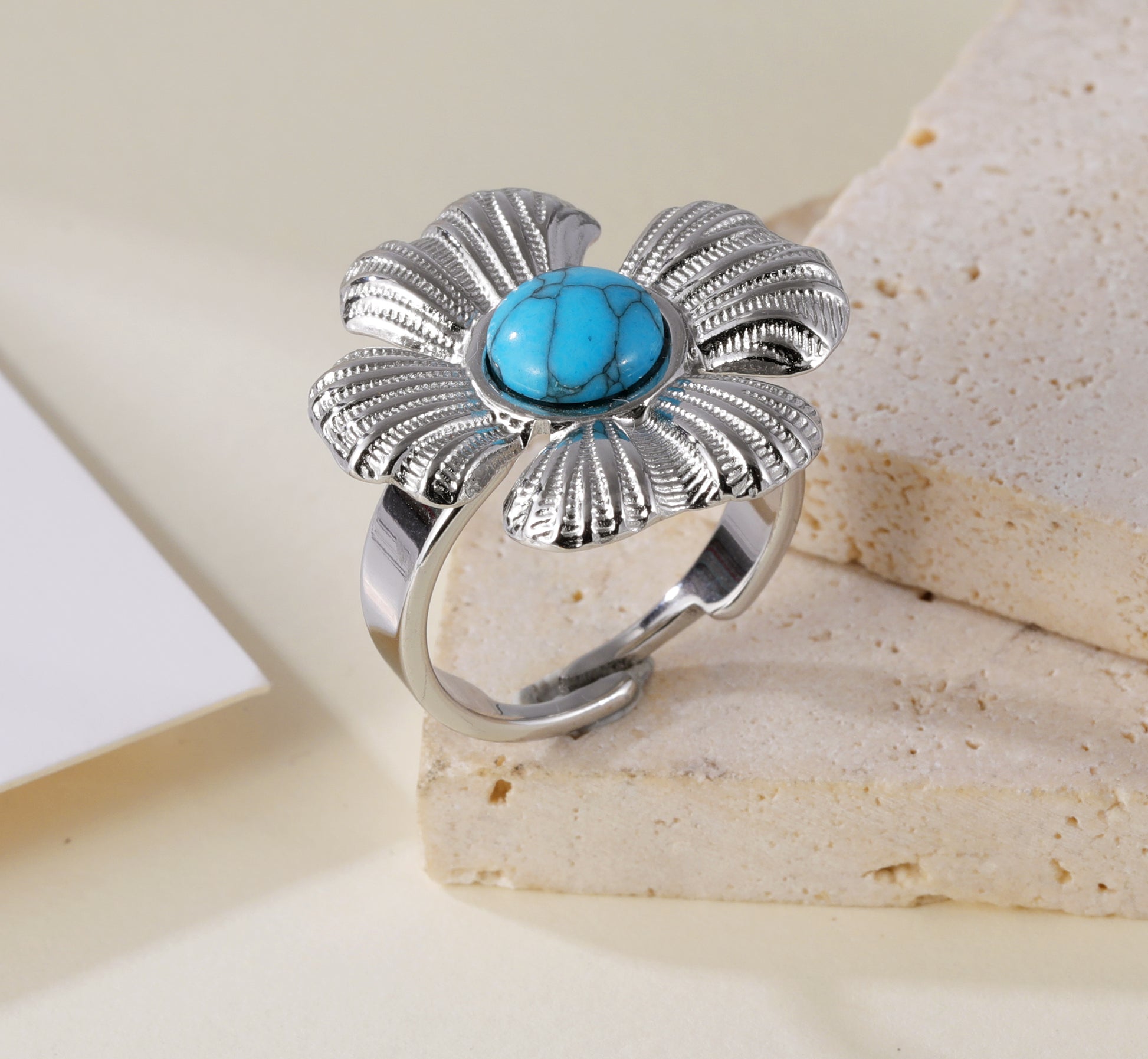 Pearl in Petals - Elegant Flower Ring for Women | G005542