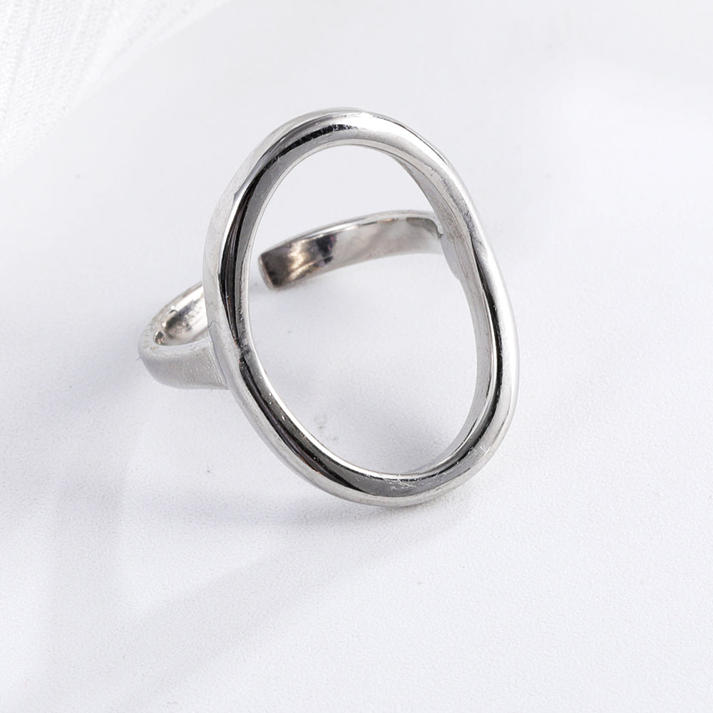 Sleek Oval Shape Stainless Steel Ring for Women | N0012