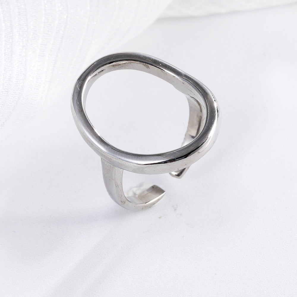 Sleek Oval Shape Stainless Steel Ring for Women | N0012