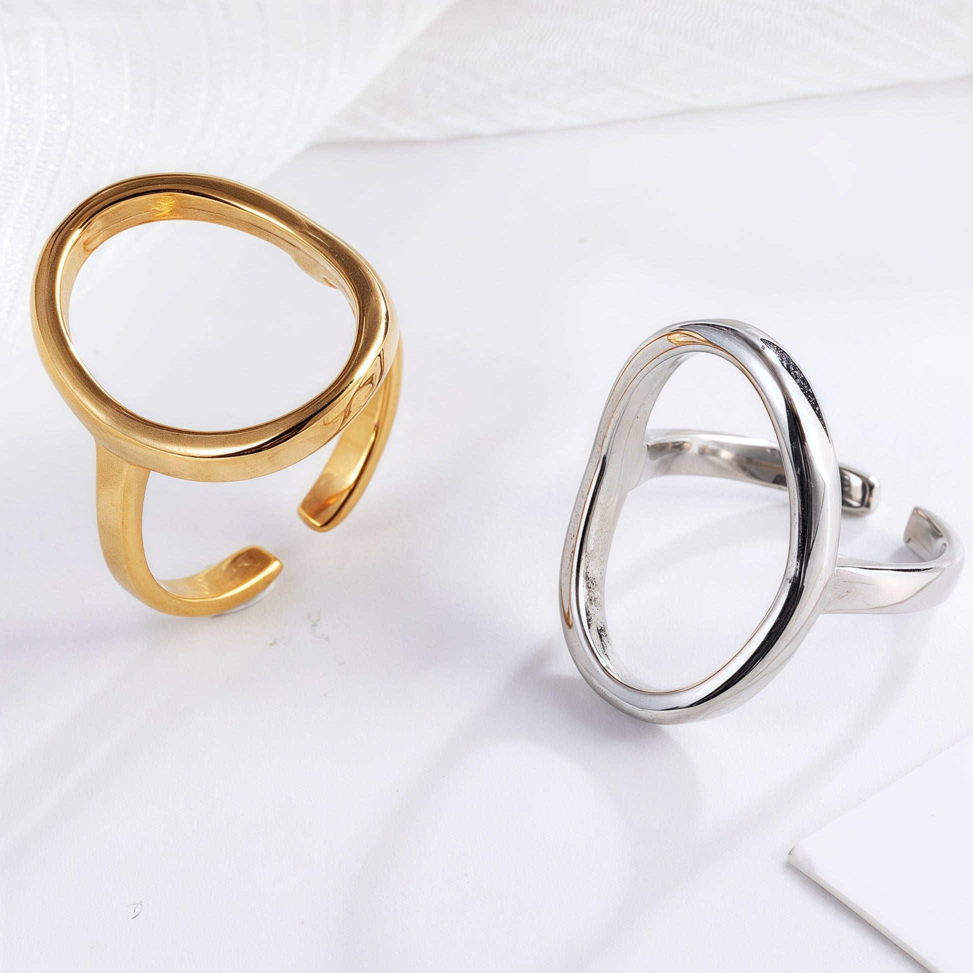 Sleek Oval Shape Stainless Steel Ring for Women | N0012