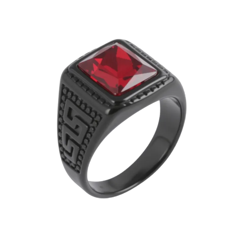 Vintage Stainless Steel Ring with Colored Gemstones Classic Fashion for Men | BL120