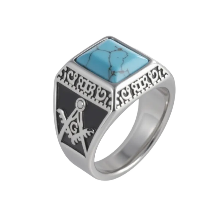 Vintage Gemstone Inlaid Stainless Steel Ring Men's Ring | BL427