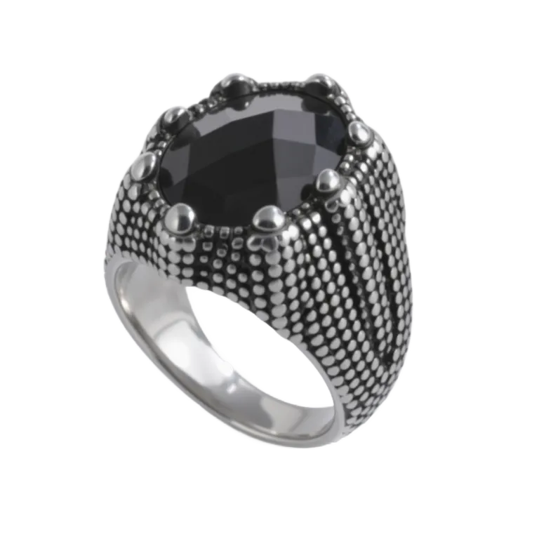 Bold Gemstone Inlay Stainless Steel Retro Ring for Men | BL459