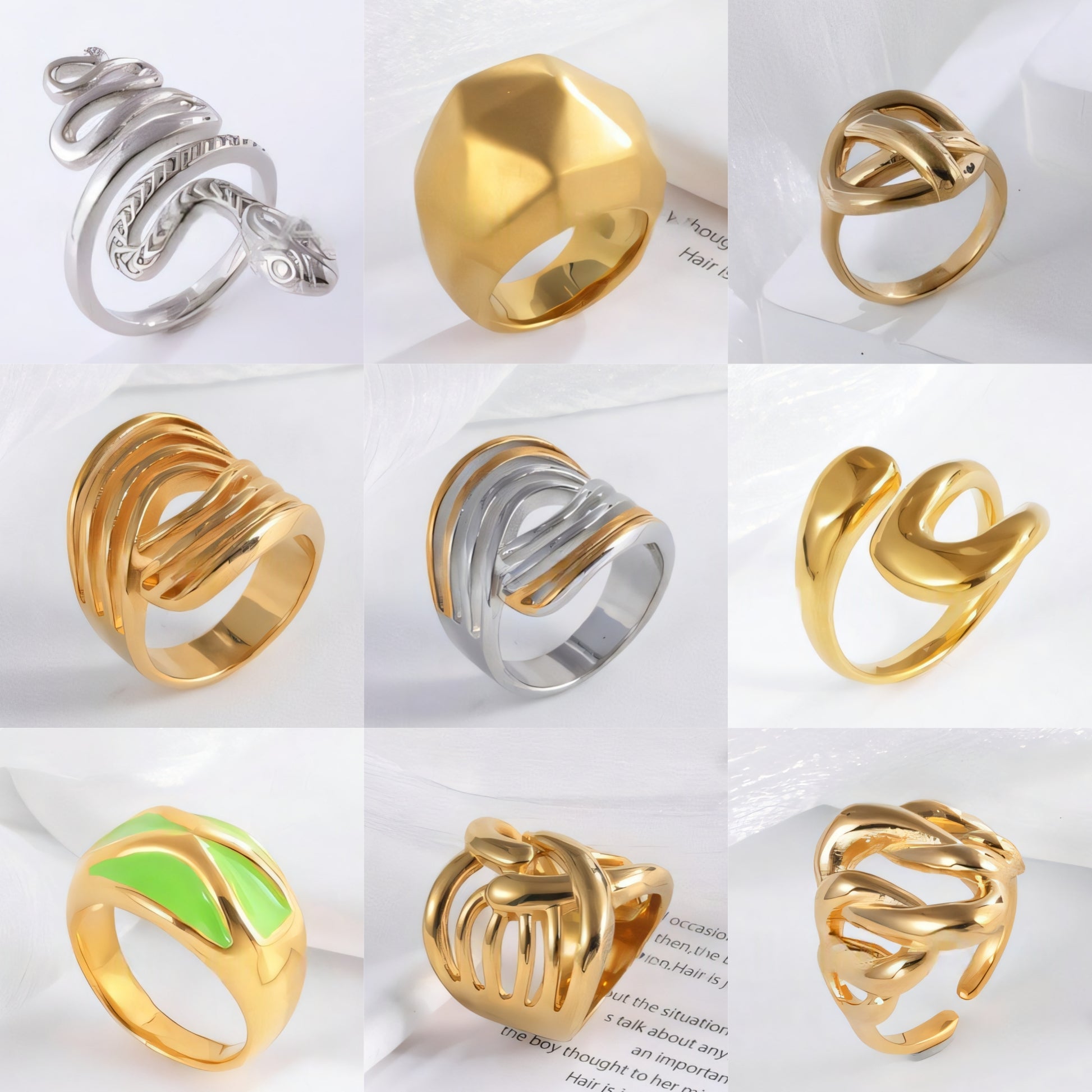 Stainless Steel Wave Design Ring, Trendy Fashion Jewelry for Women