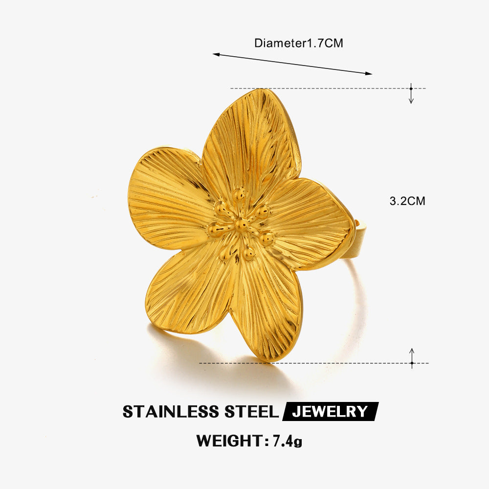 European and American Fashion Stainless Steel Flower Ring for Women | G005402