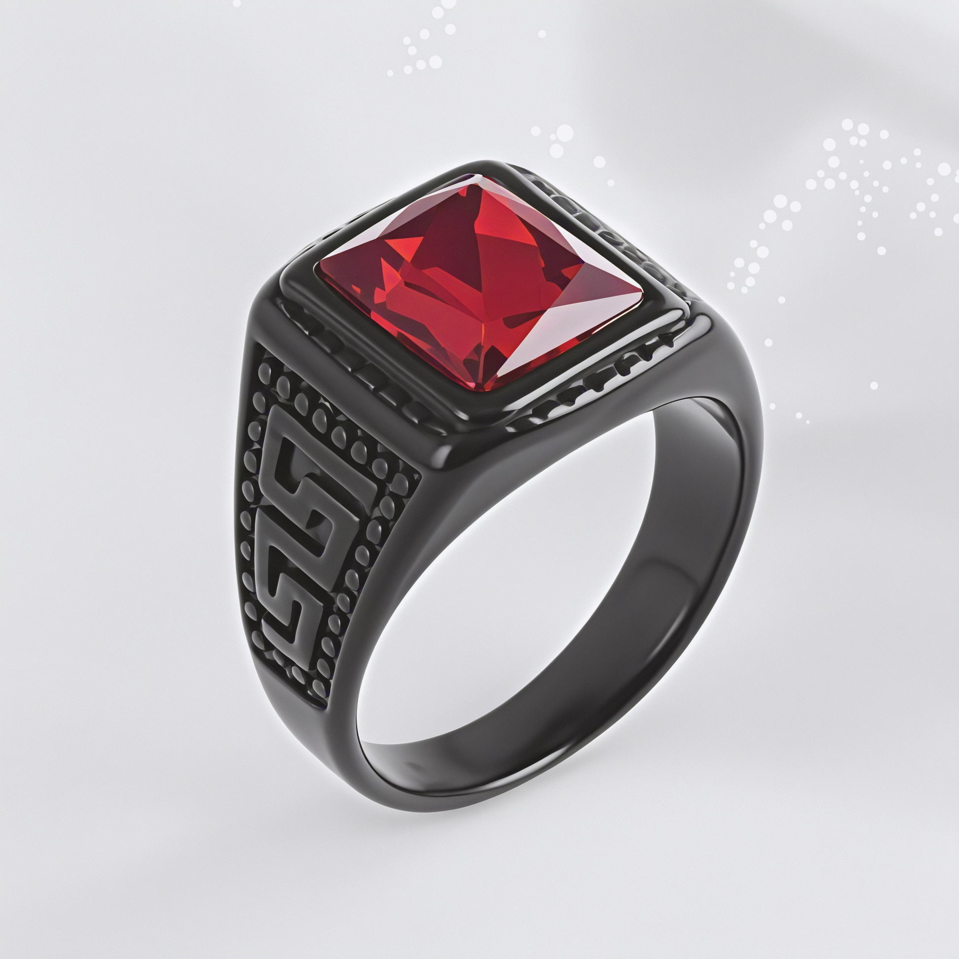 Vintage Stainless Steel Ring with Colored Gemstones Classic Fashion for Men | BL120