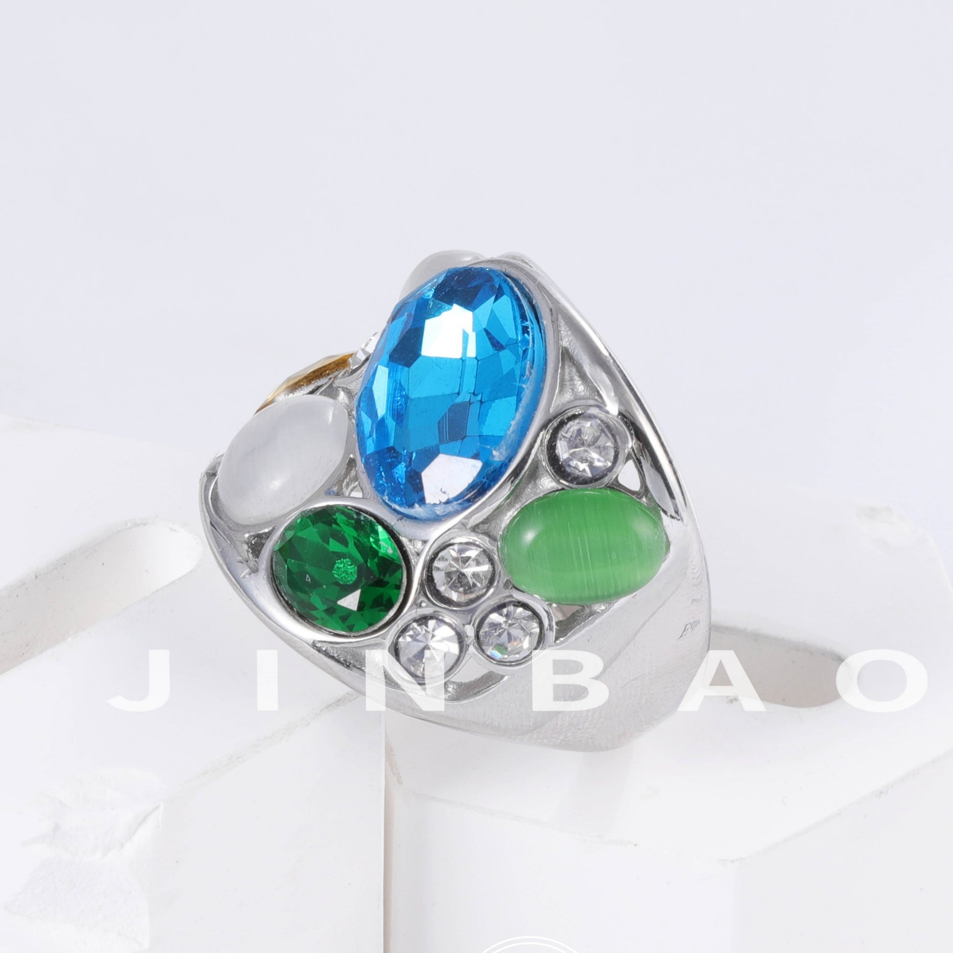 Colorful Stainless Steel Gemstone Ring Classic Fashion Women Ring | G004645