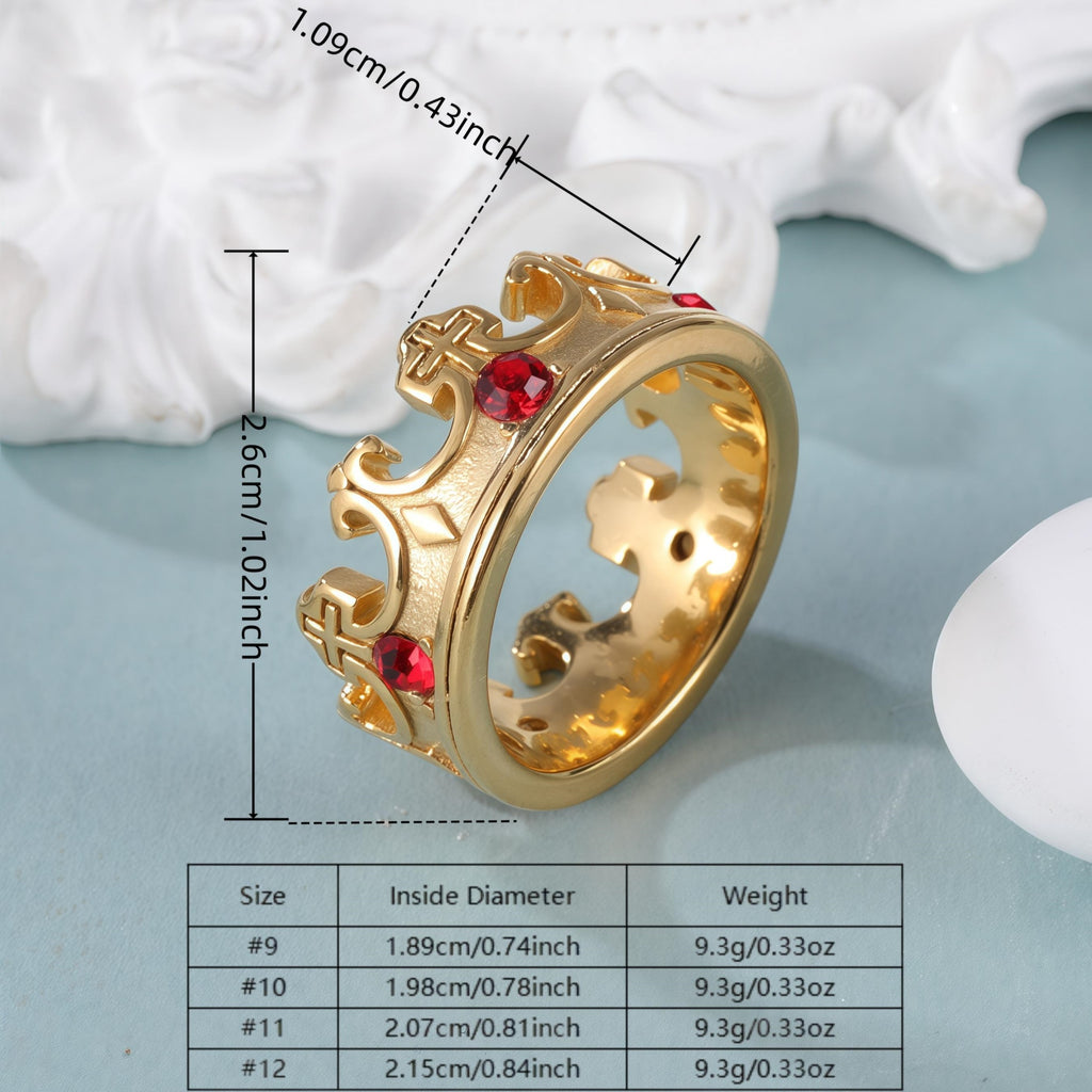 Vintage Cross Design Golden Crown Waterproof Ring丨LIUDZ-62
