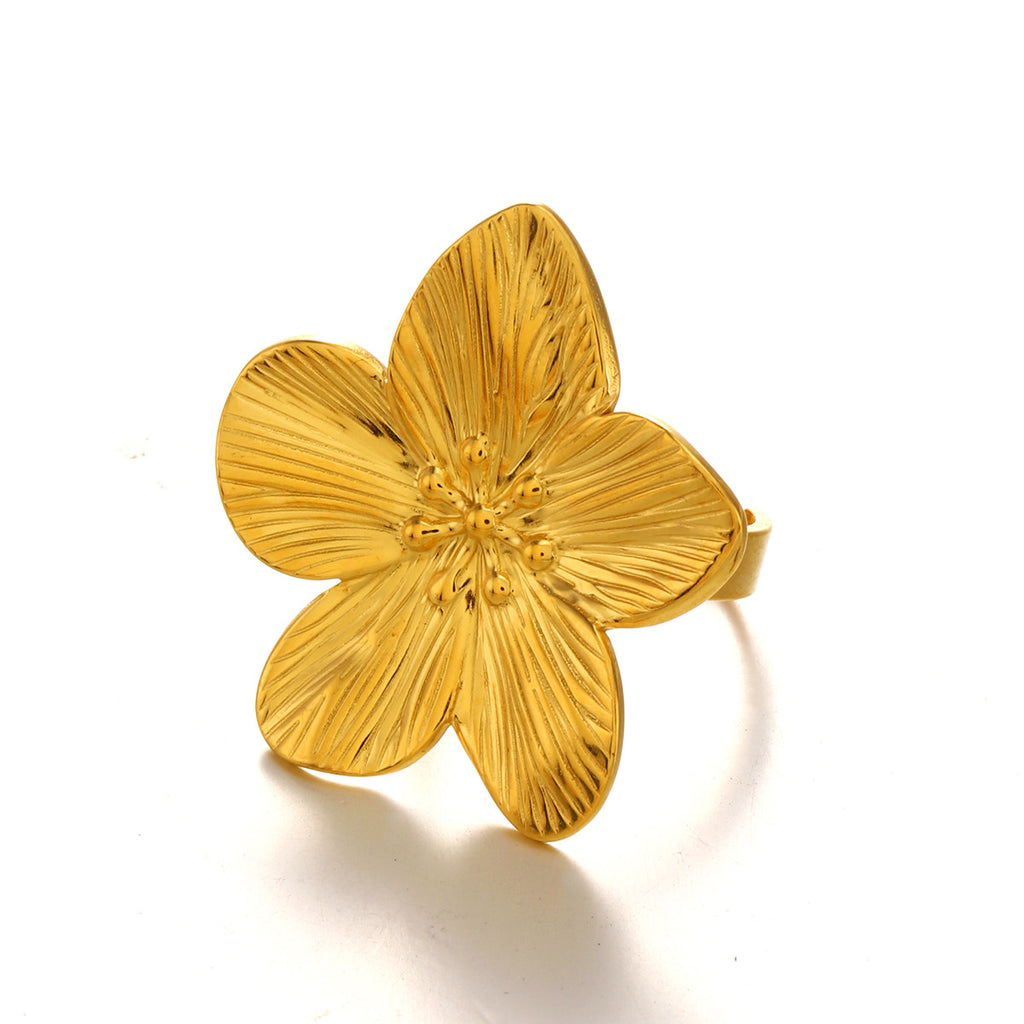 European and American Fashion Stainless Steel Flower Ring for Women | G005402