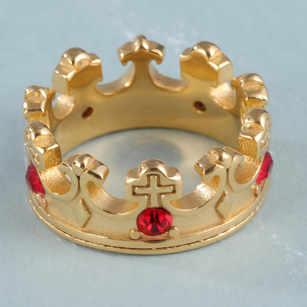 Vintage Cross Design Golden Crown Waterproof Ring丨LIUDZ-62