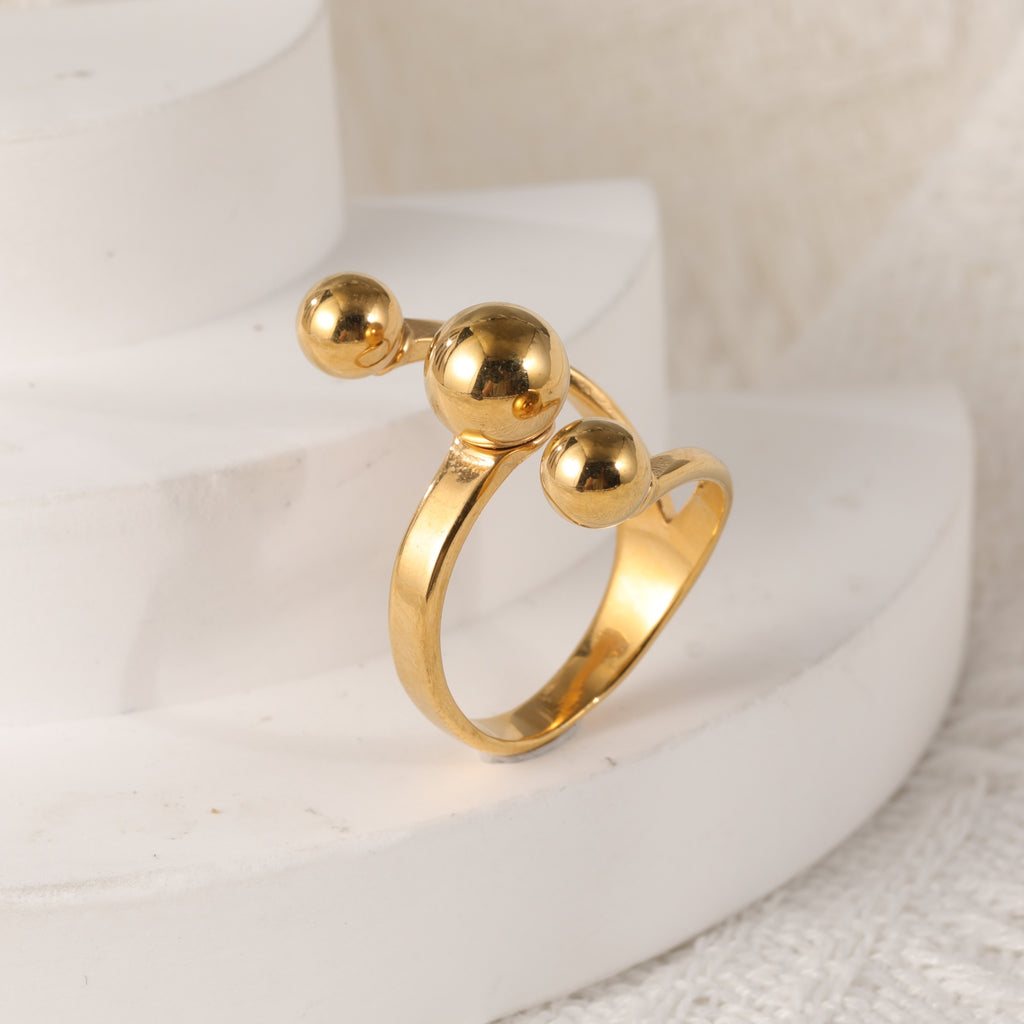 Modern Stainless Steel Cluster Waterproof Ring with Multiple Spheres Women Waterproof Ring丨G00838