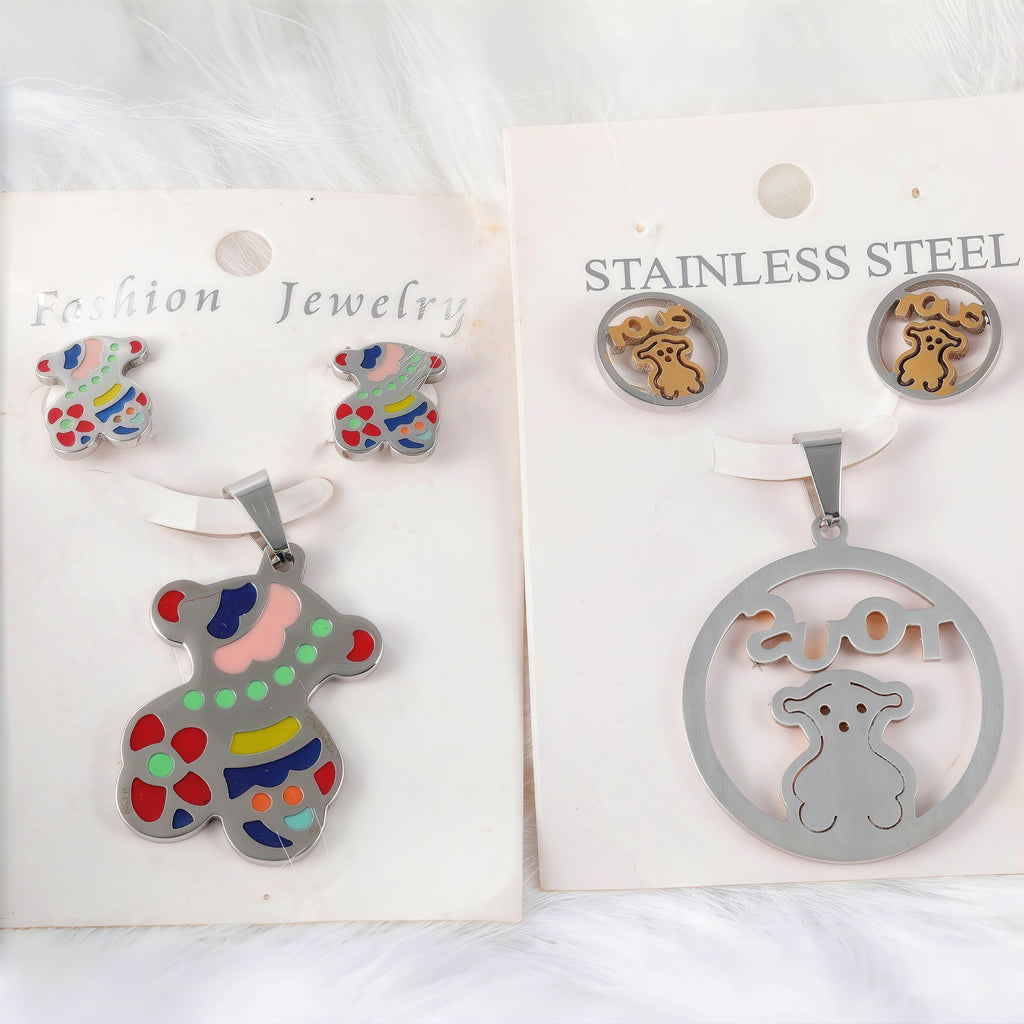 Fashion Earrings and Pendant Set Stainless Steel Jewelry