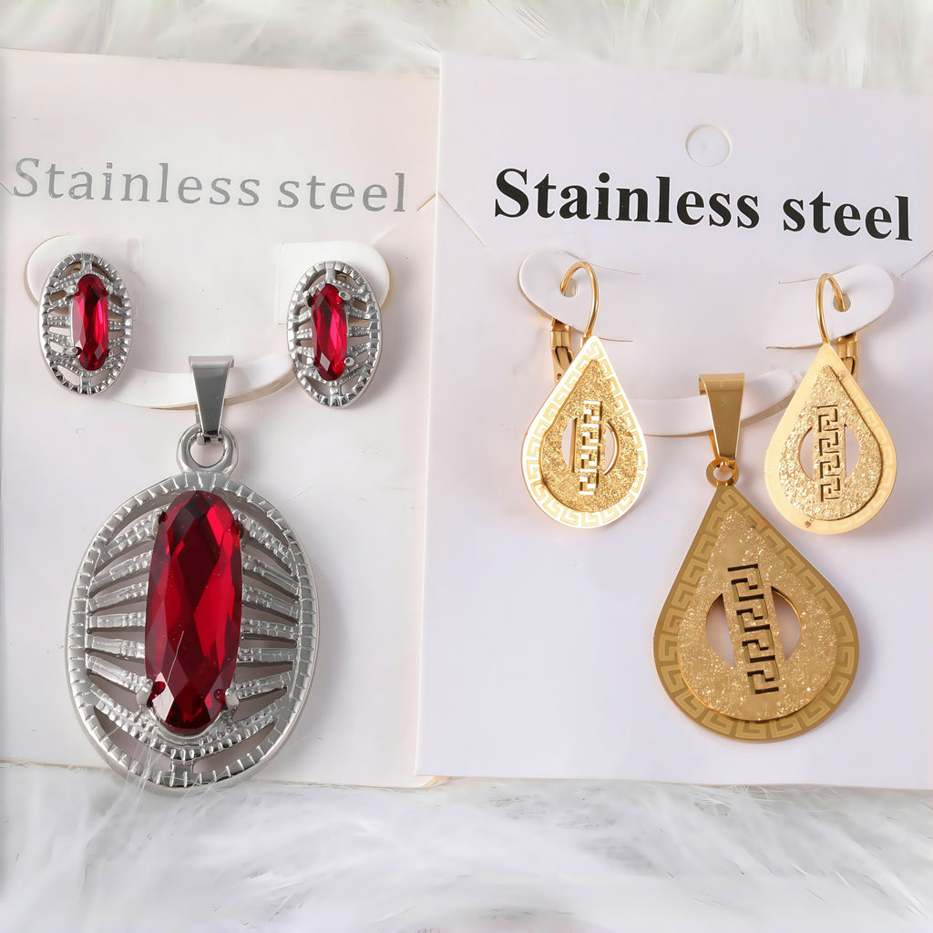 Fashion Earrings and Pendant Set Stainless Steel Jewelry