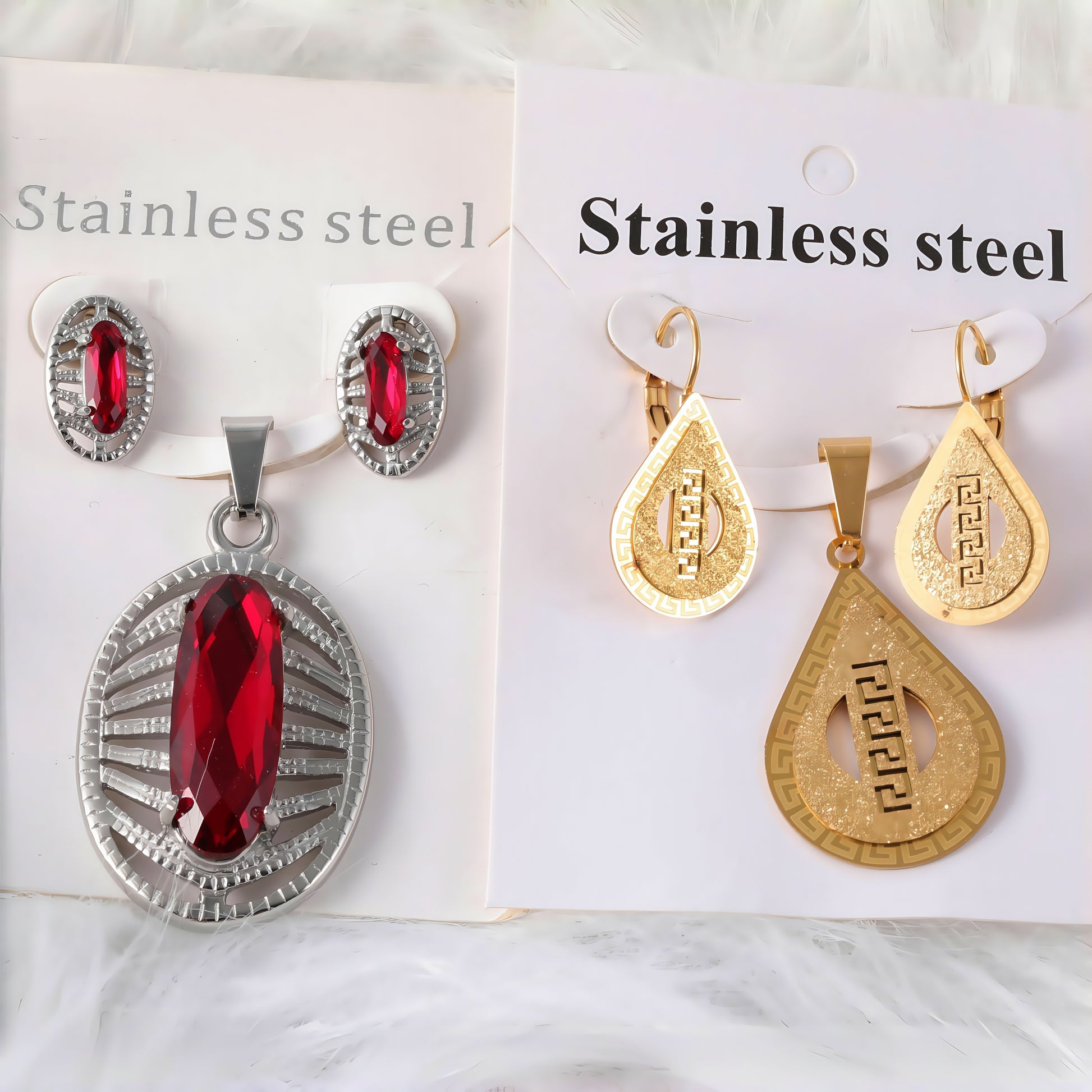 Fashion Earrings and Pendant Set Stainless Steel Jewelry