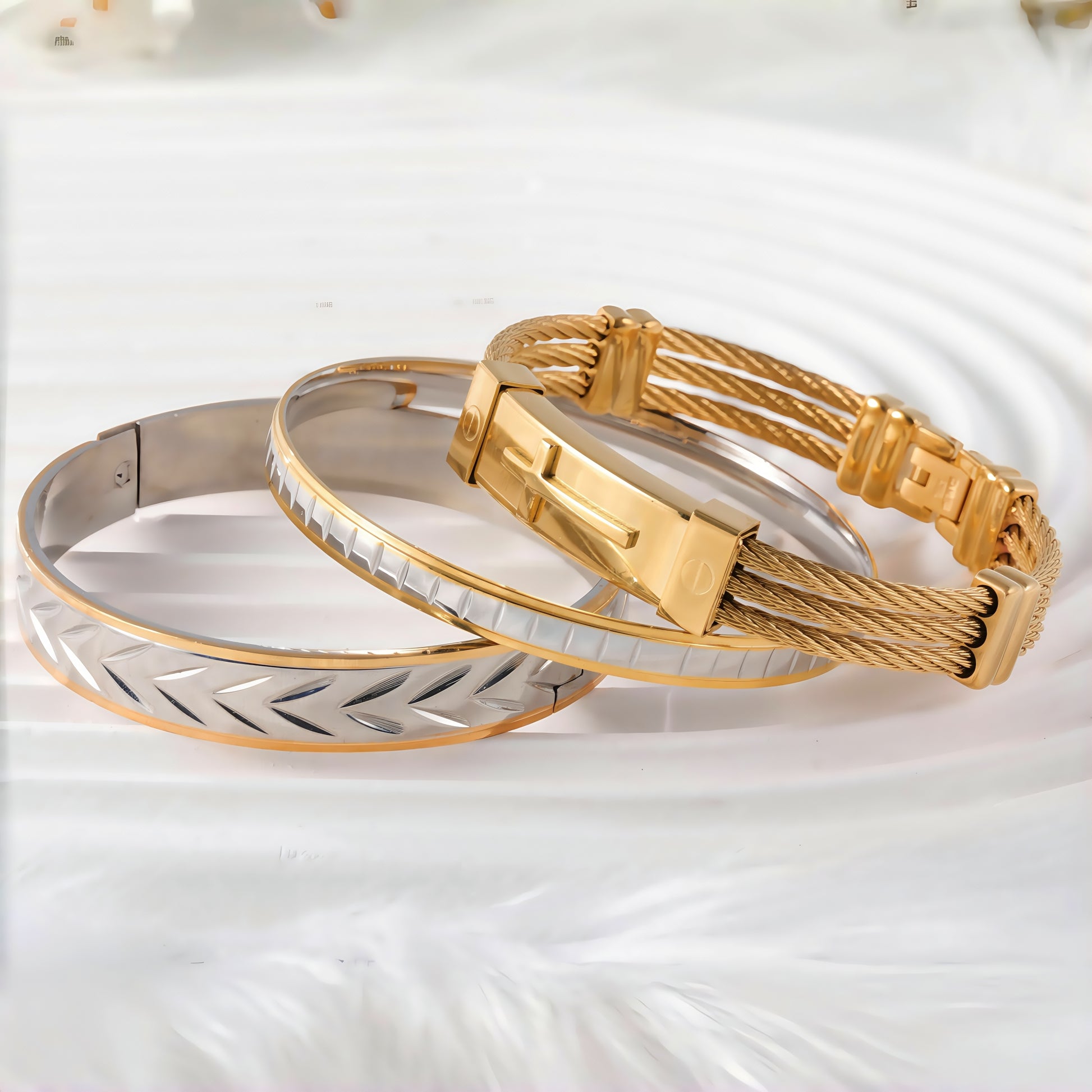 Fashion Stainless Steel Bangle Set Trendy Metal Fashion Accessories