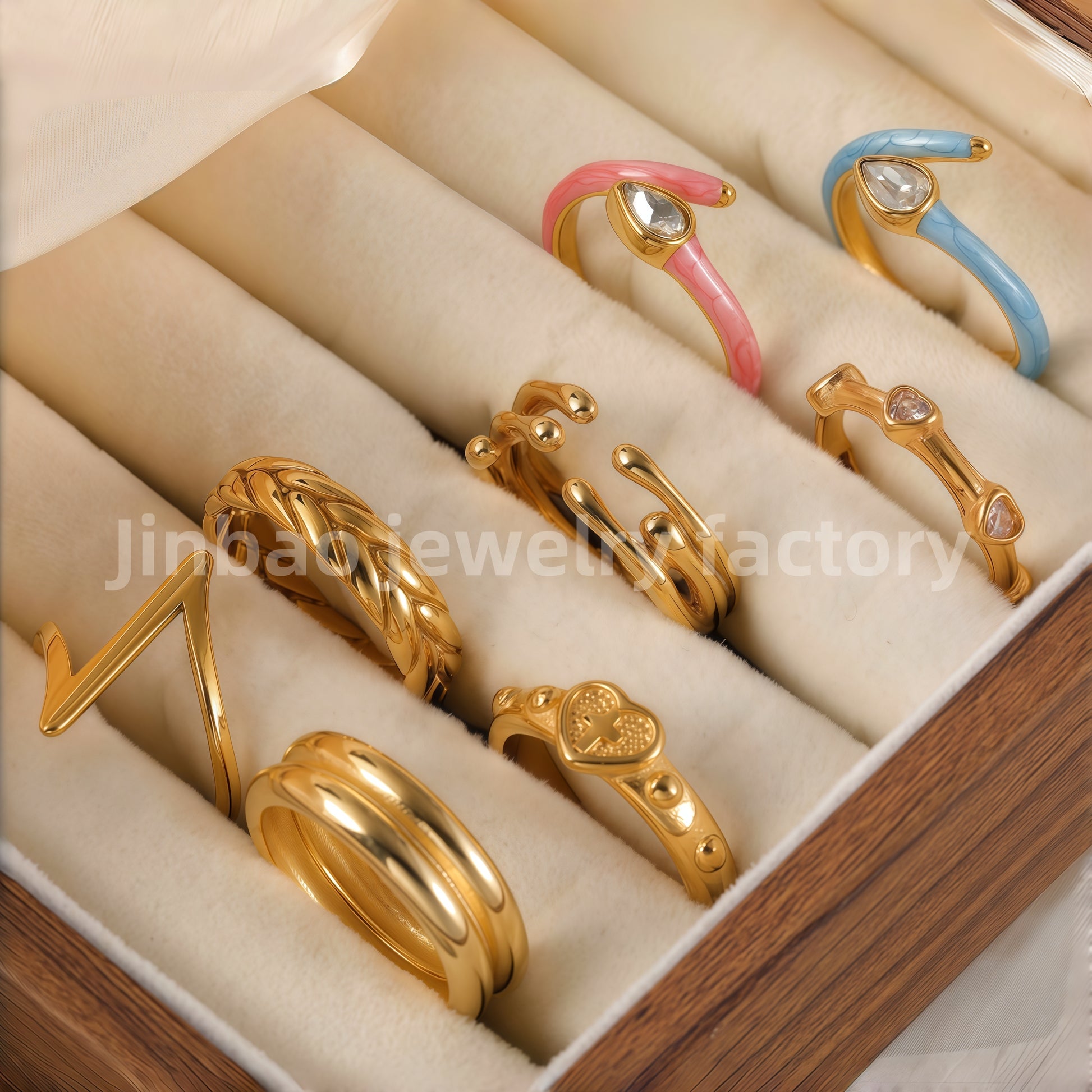 Luxu24K Gold PVD Stainless Steel Titanium Unique Multi-Designs Women's Ring