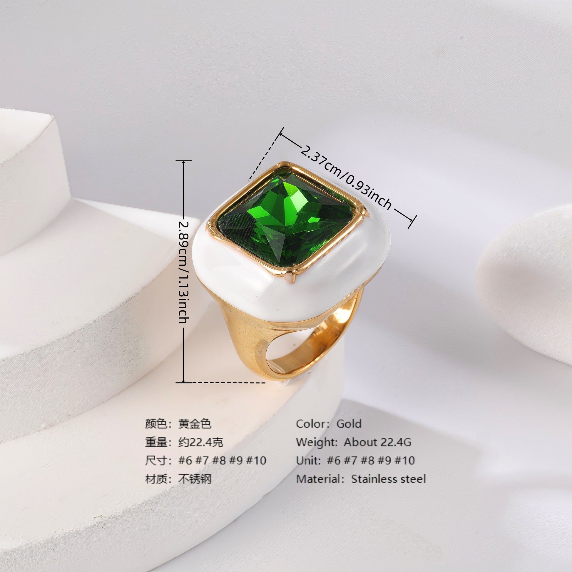 24K Gold PVD Stainless Steel Titanium Flower & Pearl Women's Ring