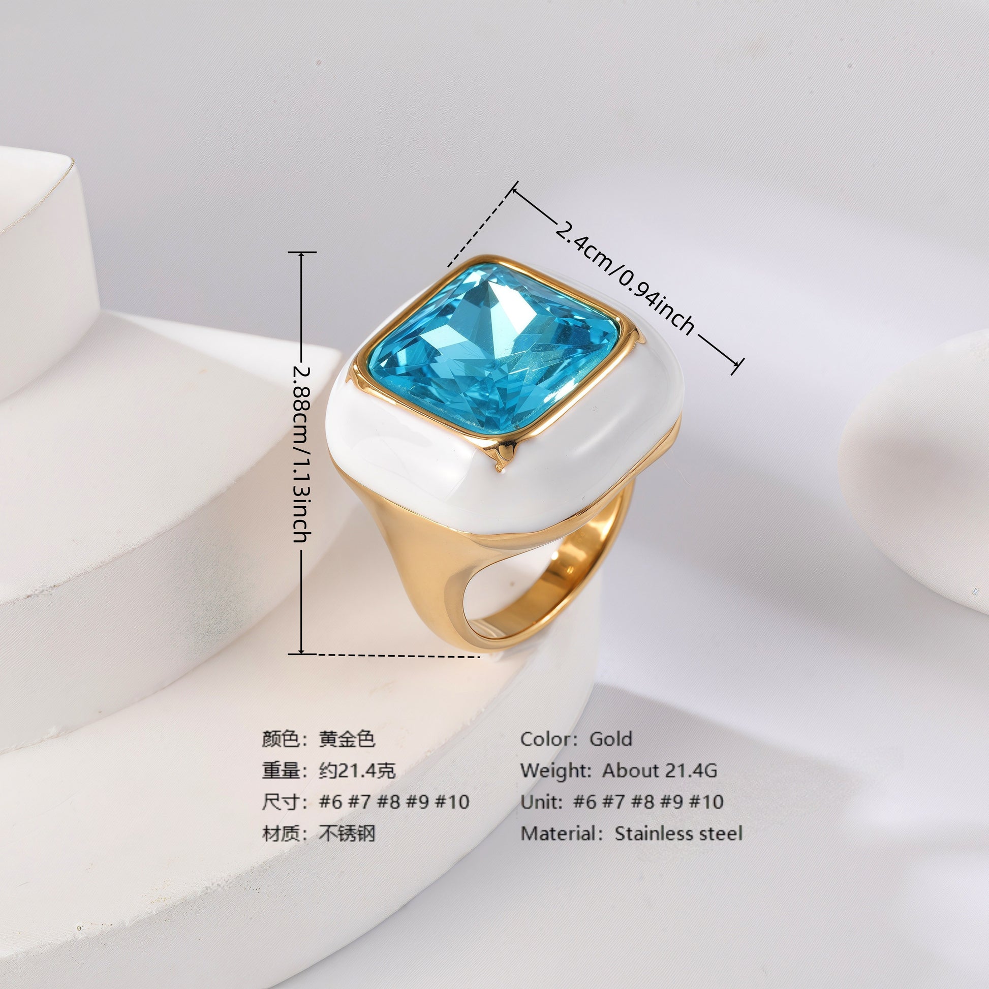 24K Gold PVD Stainless Steel Titanium Flower & Pearl Women's Ring