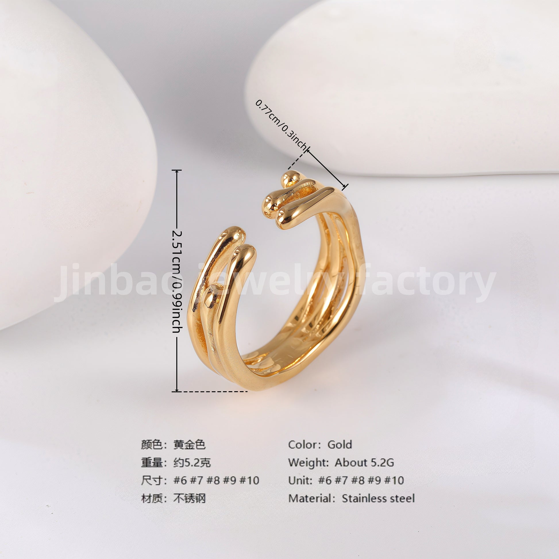 Luxu24K Gold PVD Stainless Steel Titanium Unique Multi-Designs Women's Ring