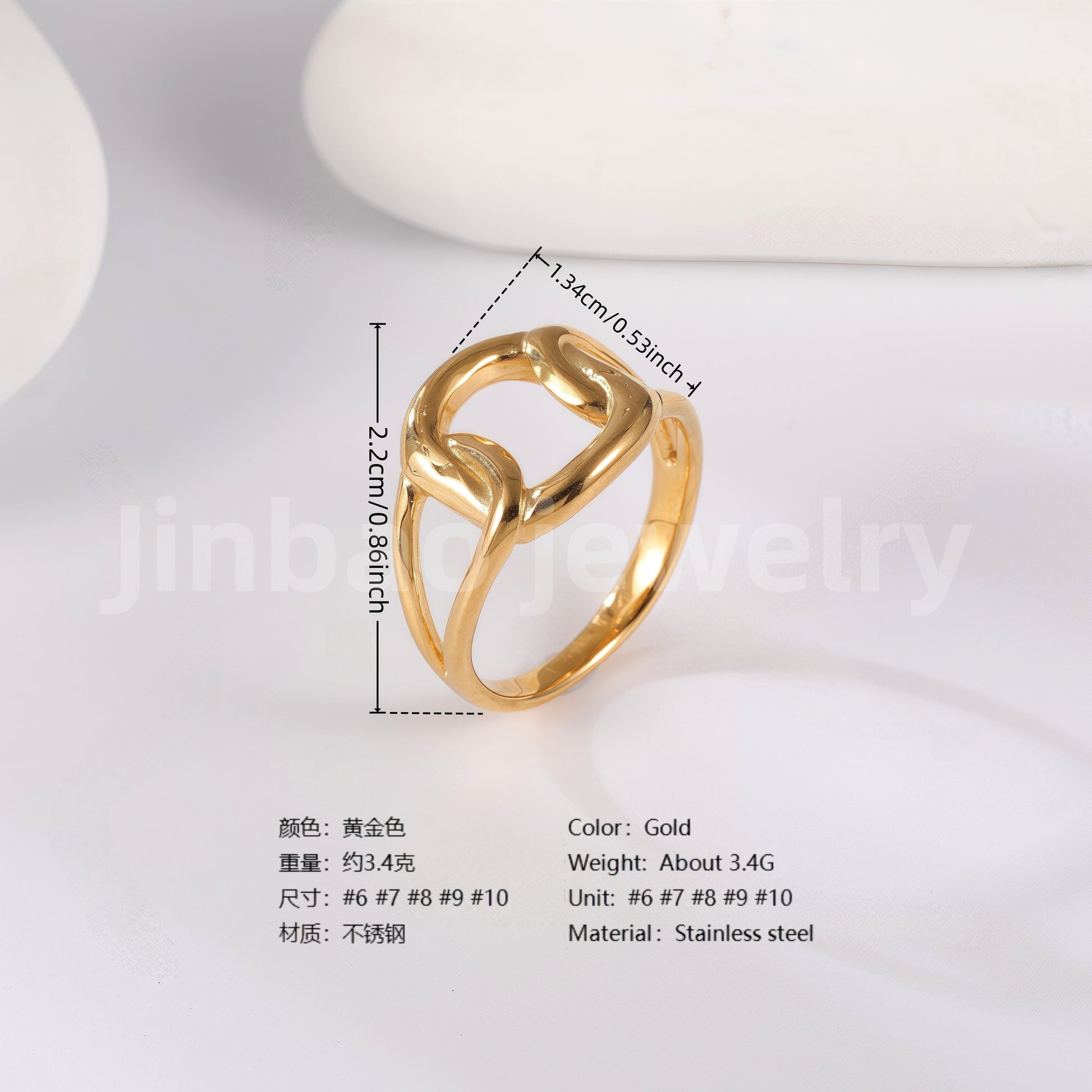 24K Gold PVD Stainless Steel Titanium Heart & Floral Women's Ring