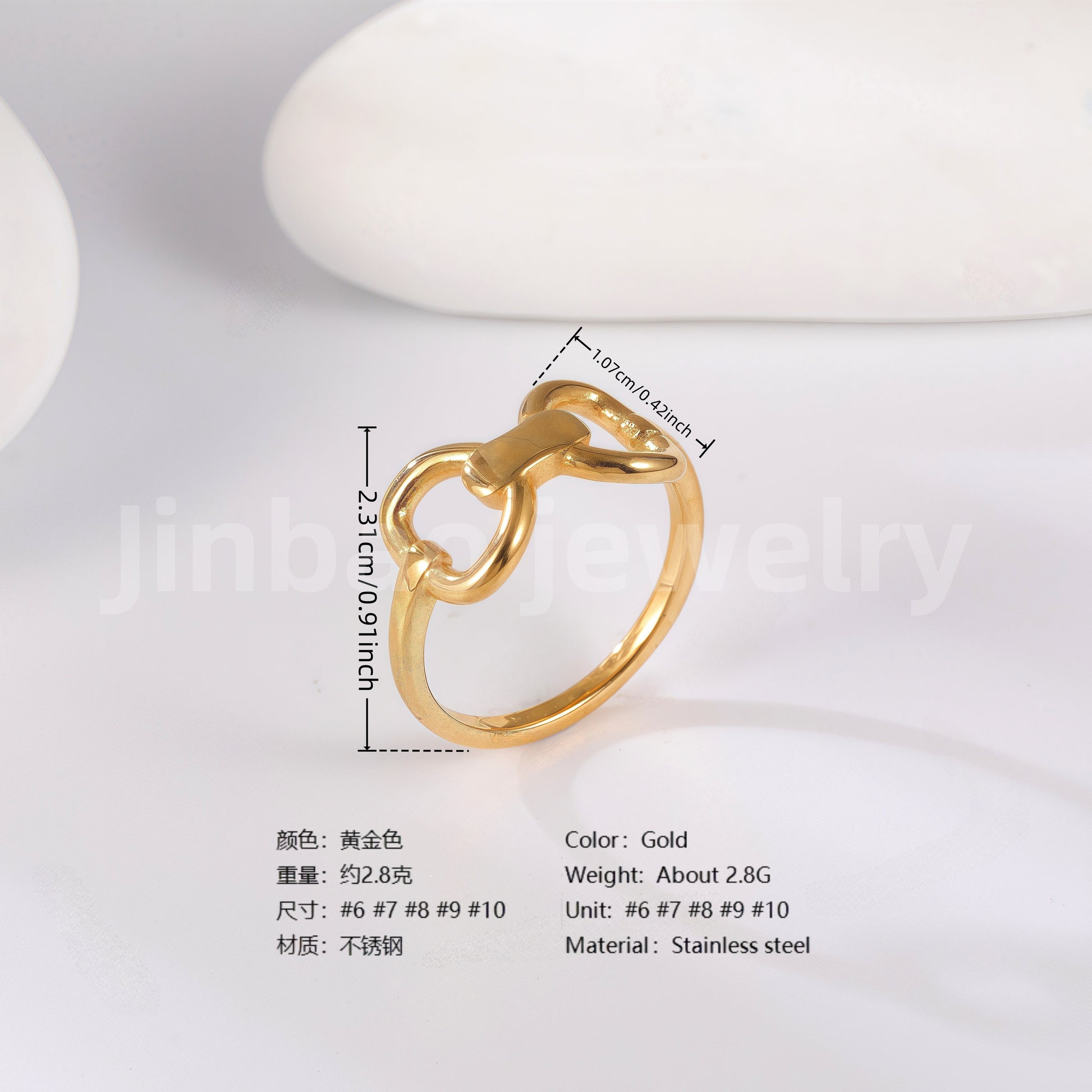 24K Gold PVD Stainless Steel Titanium Heart & Floral Women's Ring