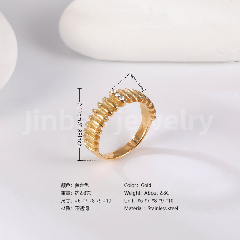 24K Gold PVD Stainless Steel Titanium Heart & Floral Women's Ring