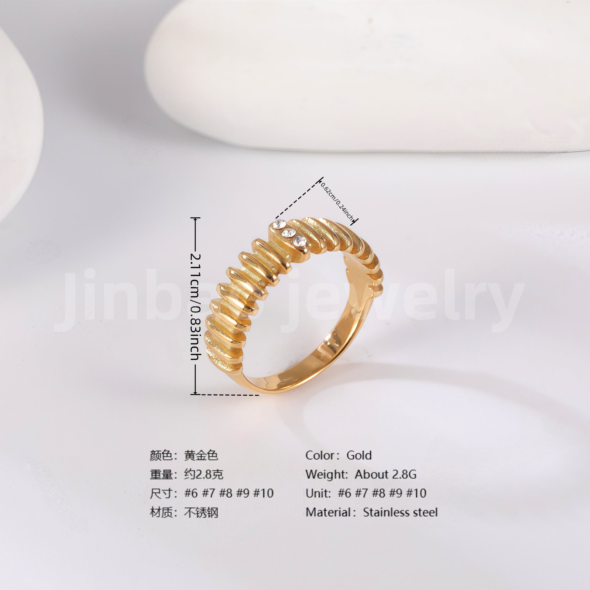 24K Gold PVD Stainless Steel Titanium Heart & Floral Women's Ring