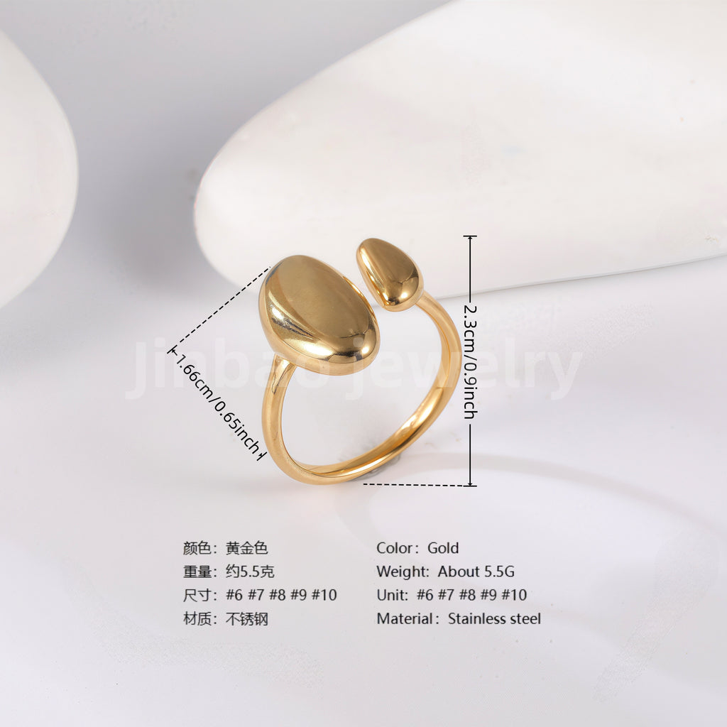 24K Gold PVD Stainless Steel Titanium Geometric Women's Ring