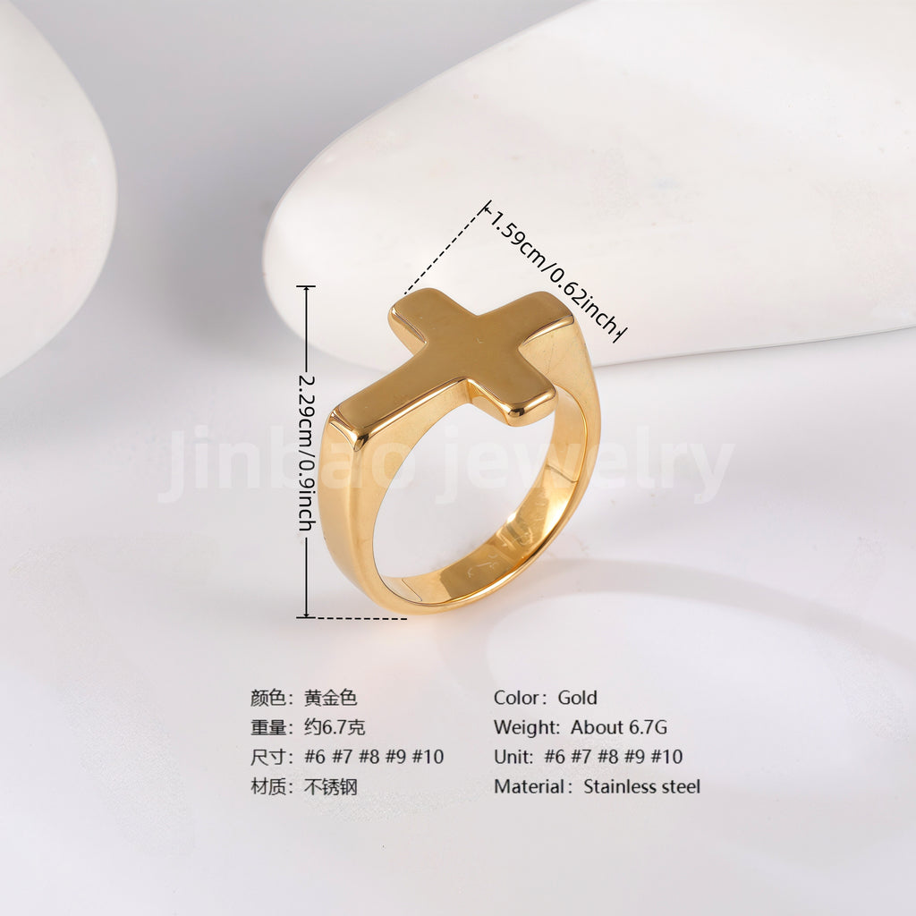 24K Gold PVD Stainless Steel Titanium Geometric Women's Ring