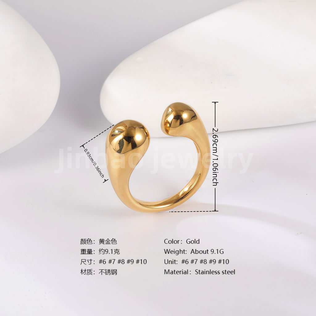 24K Gold PVD Stainless Steel Titanium Geometric Women's Ring