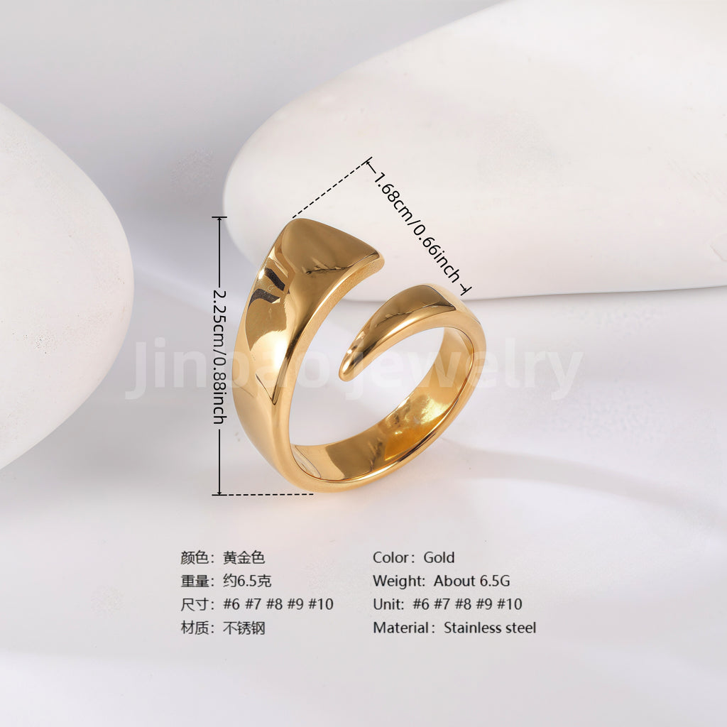 24K Gold PVD Stainless Steel Titanium Geometric Women's Ring