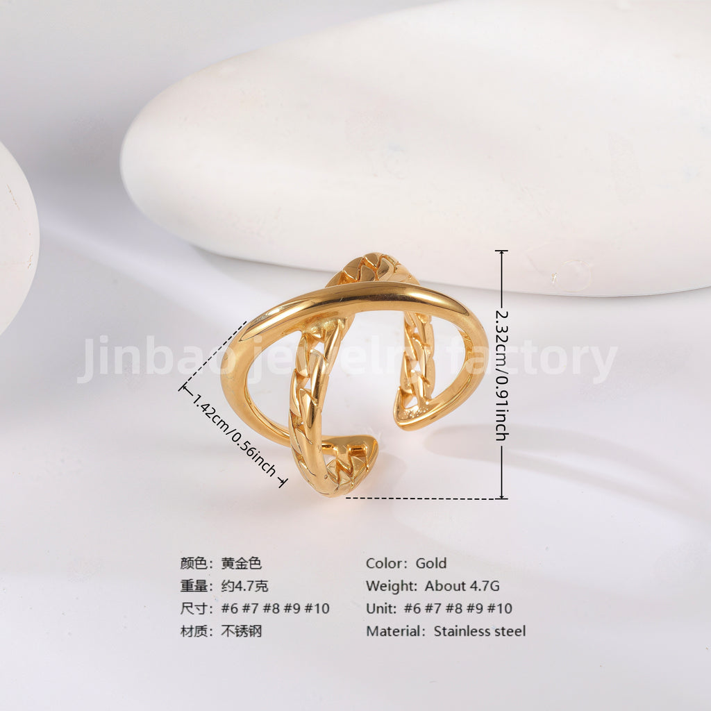 24K Gold PVD Stainless Steel Titanium Minimalist Women's Ring