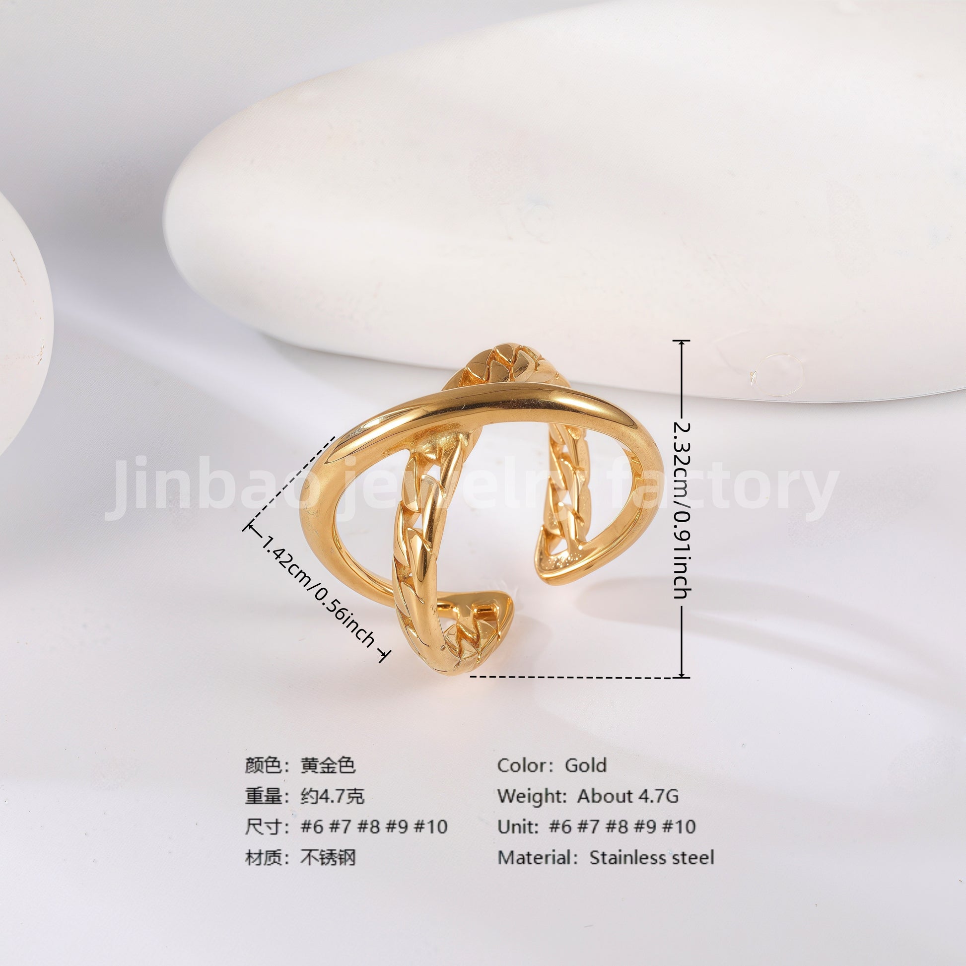 24K Gold PVD Stainless Steel Titanium Minimalist Women's Ring