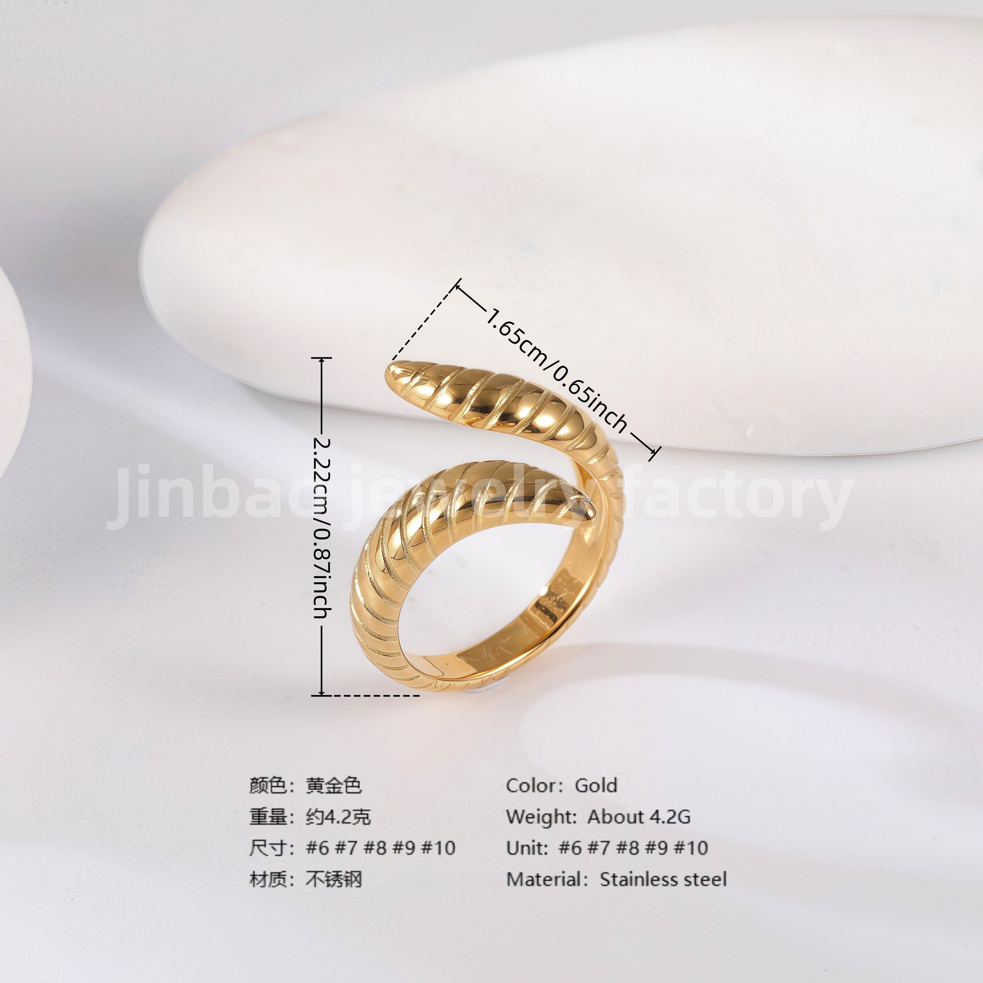 24K Gold PVD Stainless Steel Titanium Minimalist Women's Ring