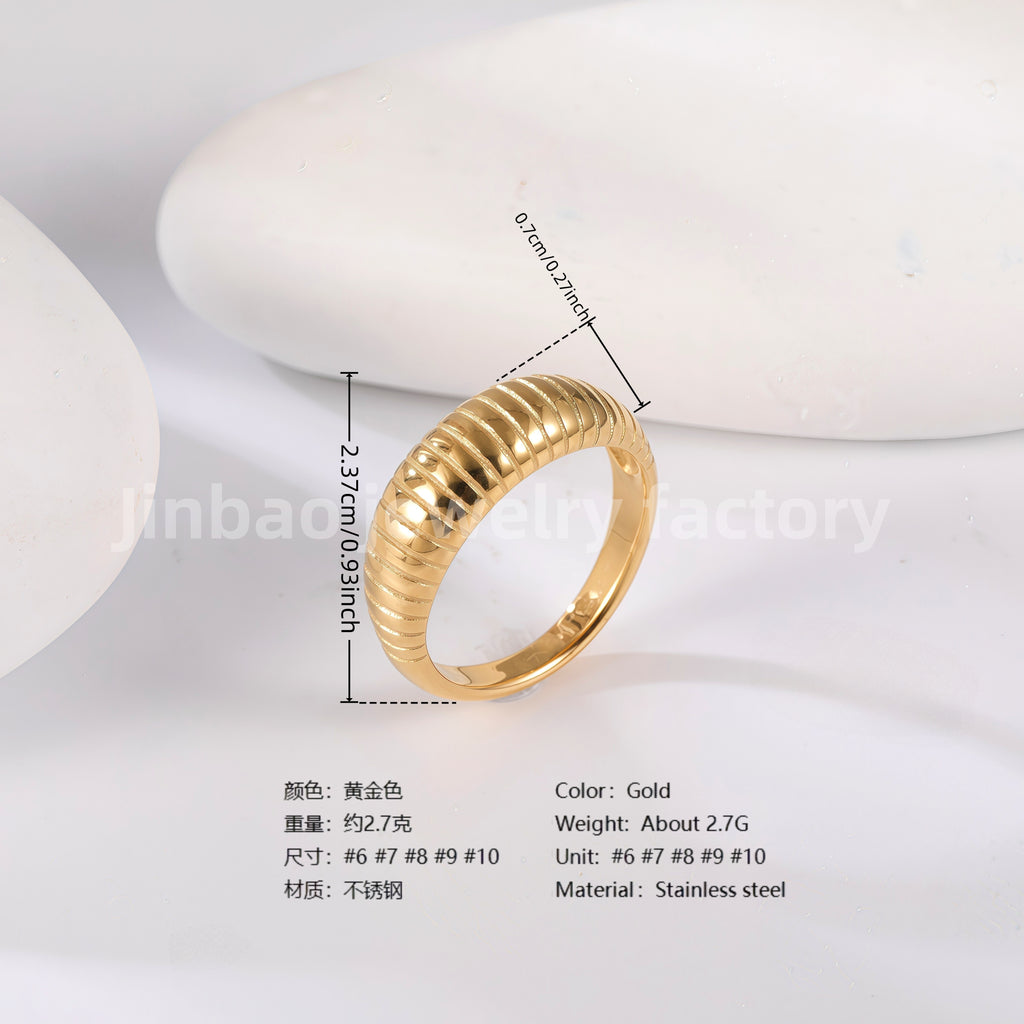 24K Gold PVD Stainless Steel Titanium Minimalist Women's Ring