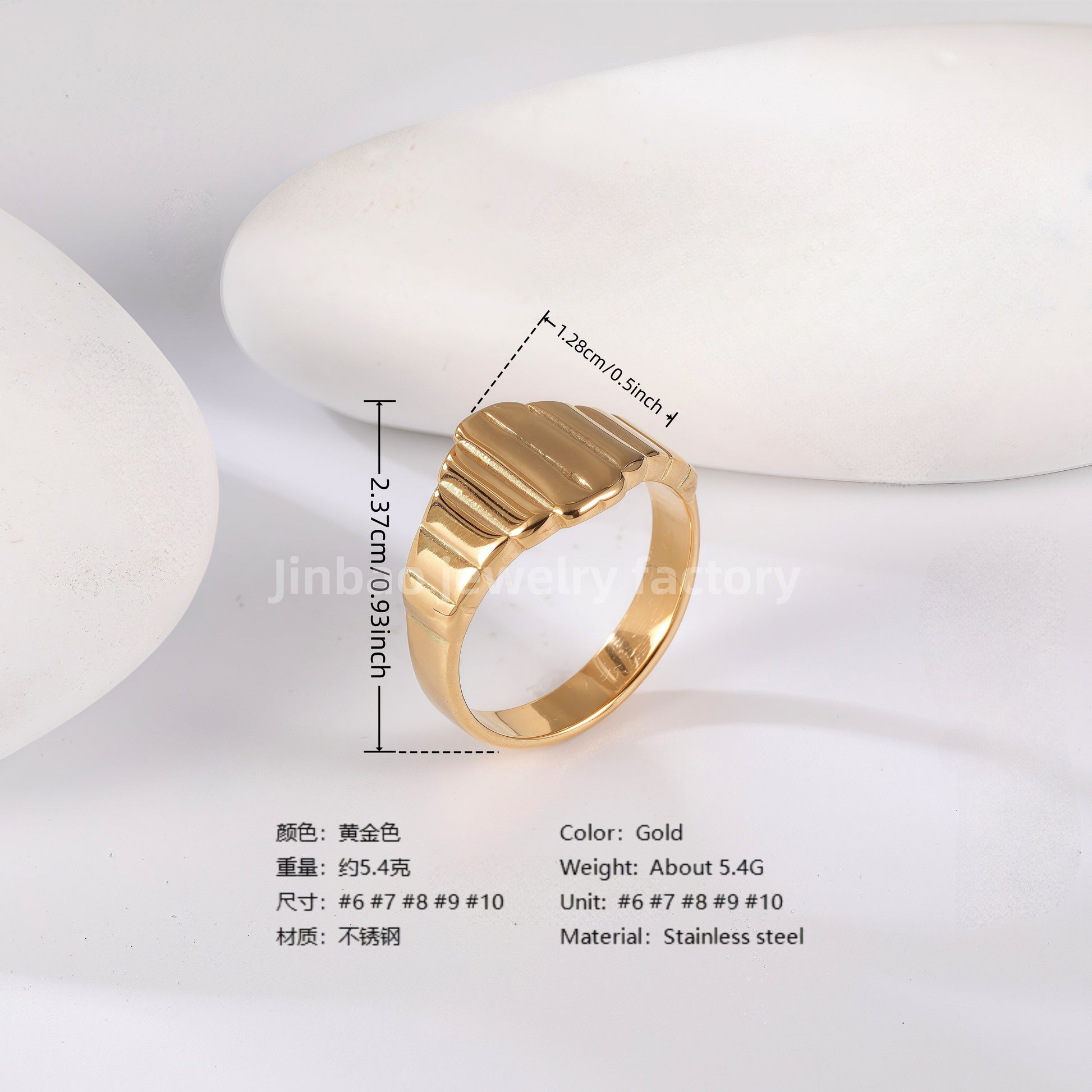 24K Gold PVD Stainless Steel Titanium Cross & Butterfly Women's Ring