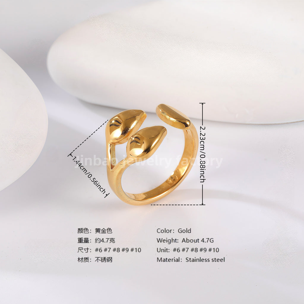 24K Gold PVD Stainless Steel Titanium Cross & Butterfly Women's Ring