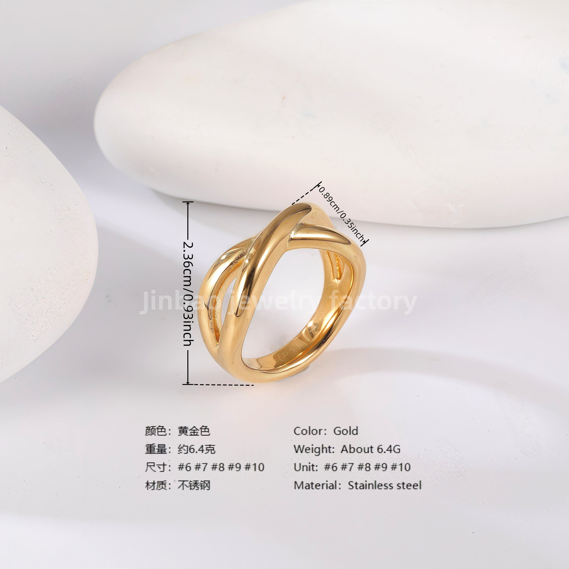 24K Gold PVD Stainless Steel Titanium Cross & Butterfly Women's Ring