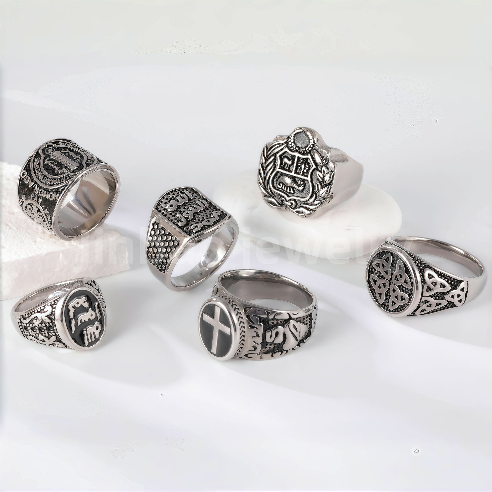 Stainless Steel Titanium Engraving and Medal Men's Ring