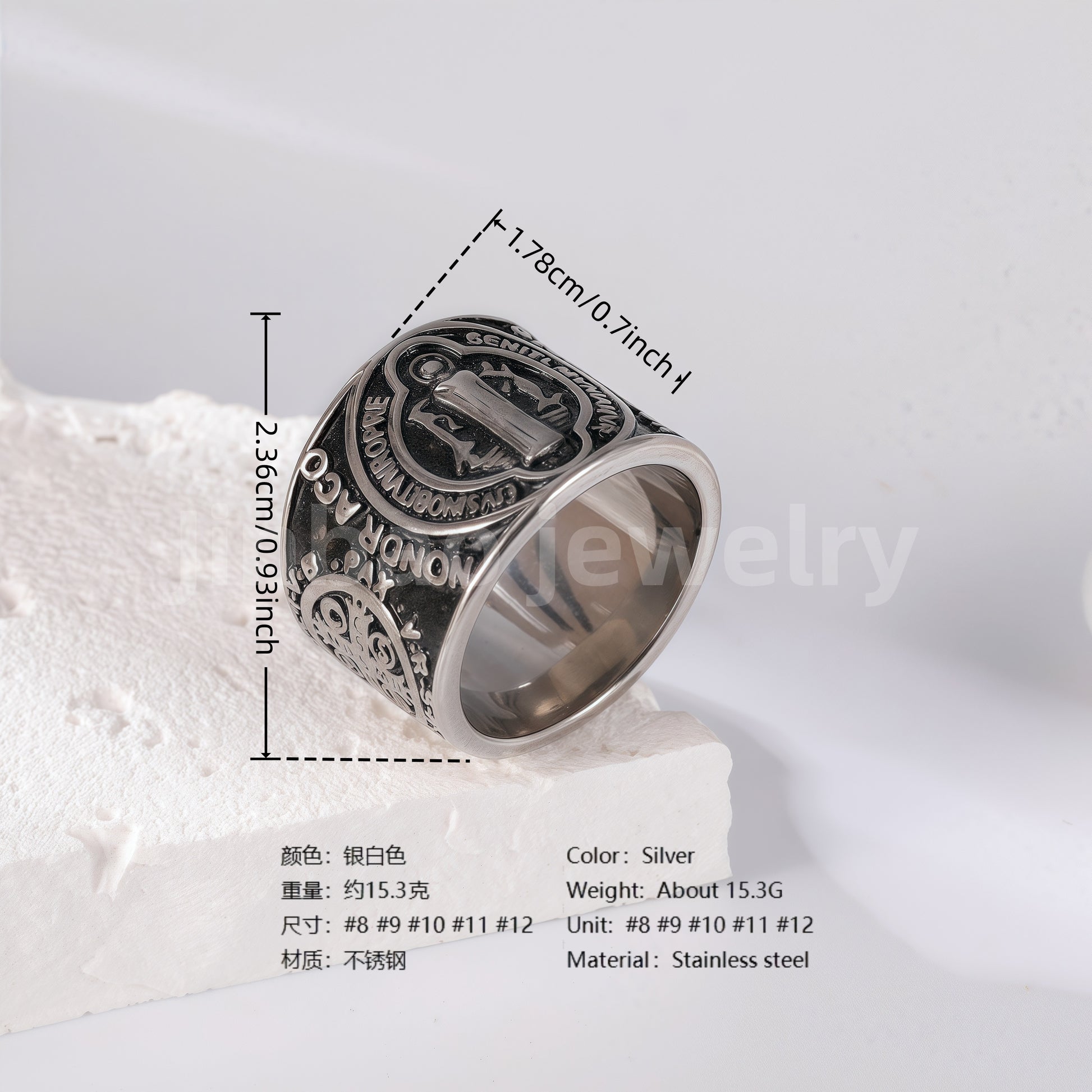 Stainless Steel Titanium Engraving and Medal Men's Ring
