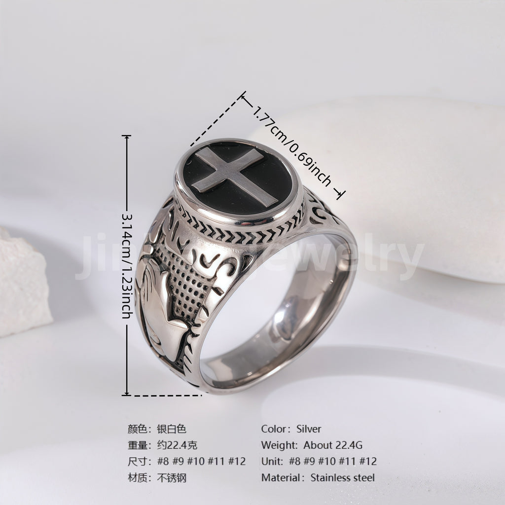 Stainless Steel Titanium Engraving and Medal Men's Ring