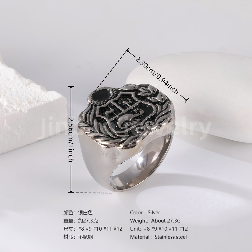 Stainless Steel Titanium Engraving and Medal Men's Ring