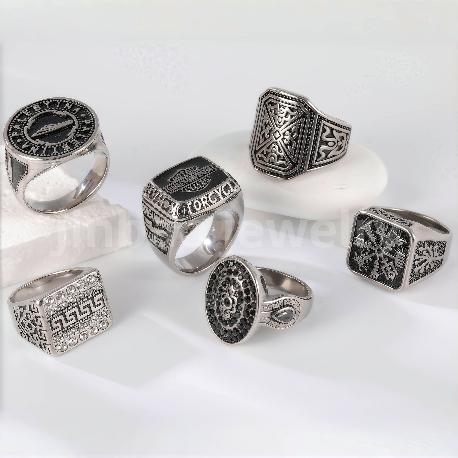 Stainless Steel Titanium Showcase Power Men's Ring