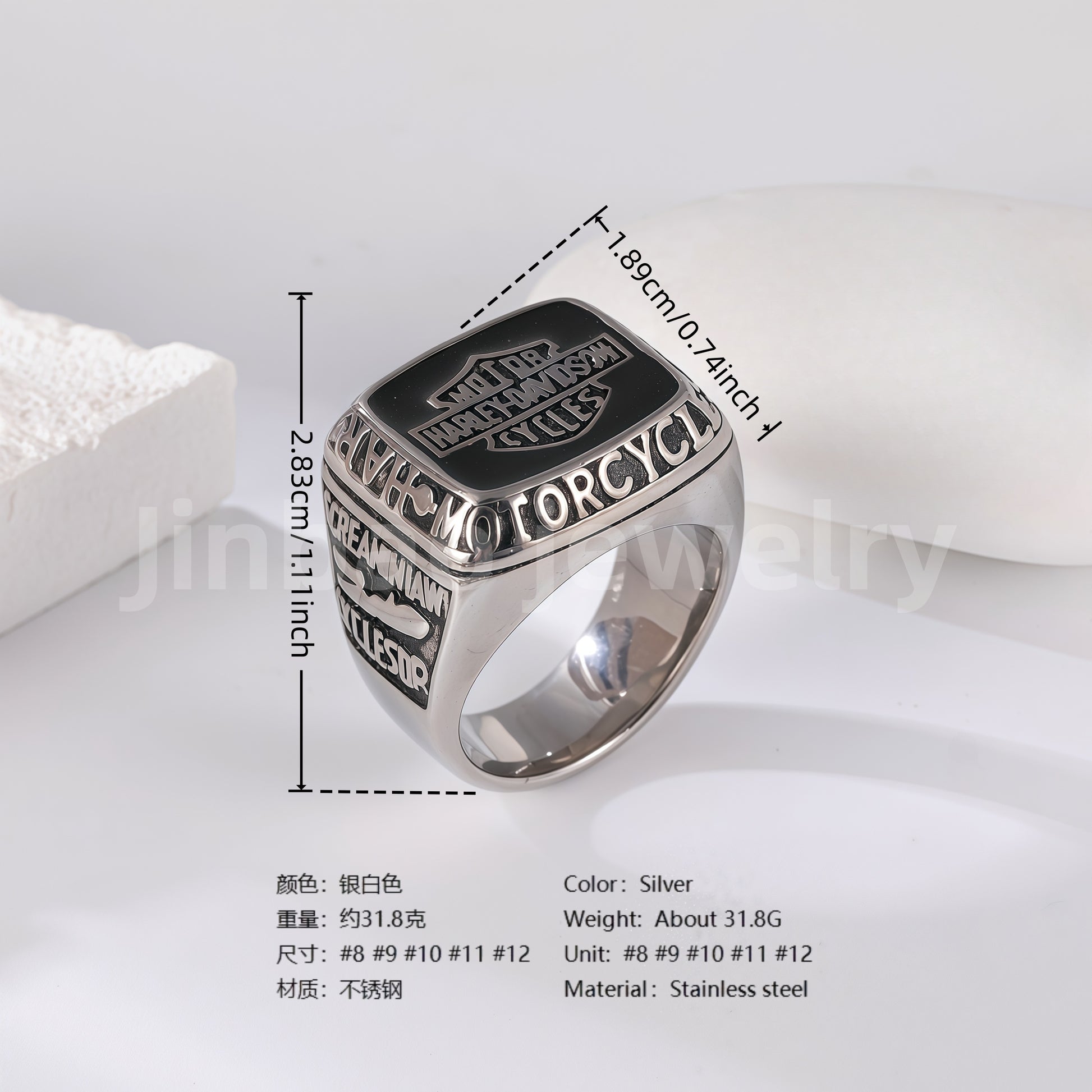 Stainless Steel Titanium Showcase Power Men's Ring