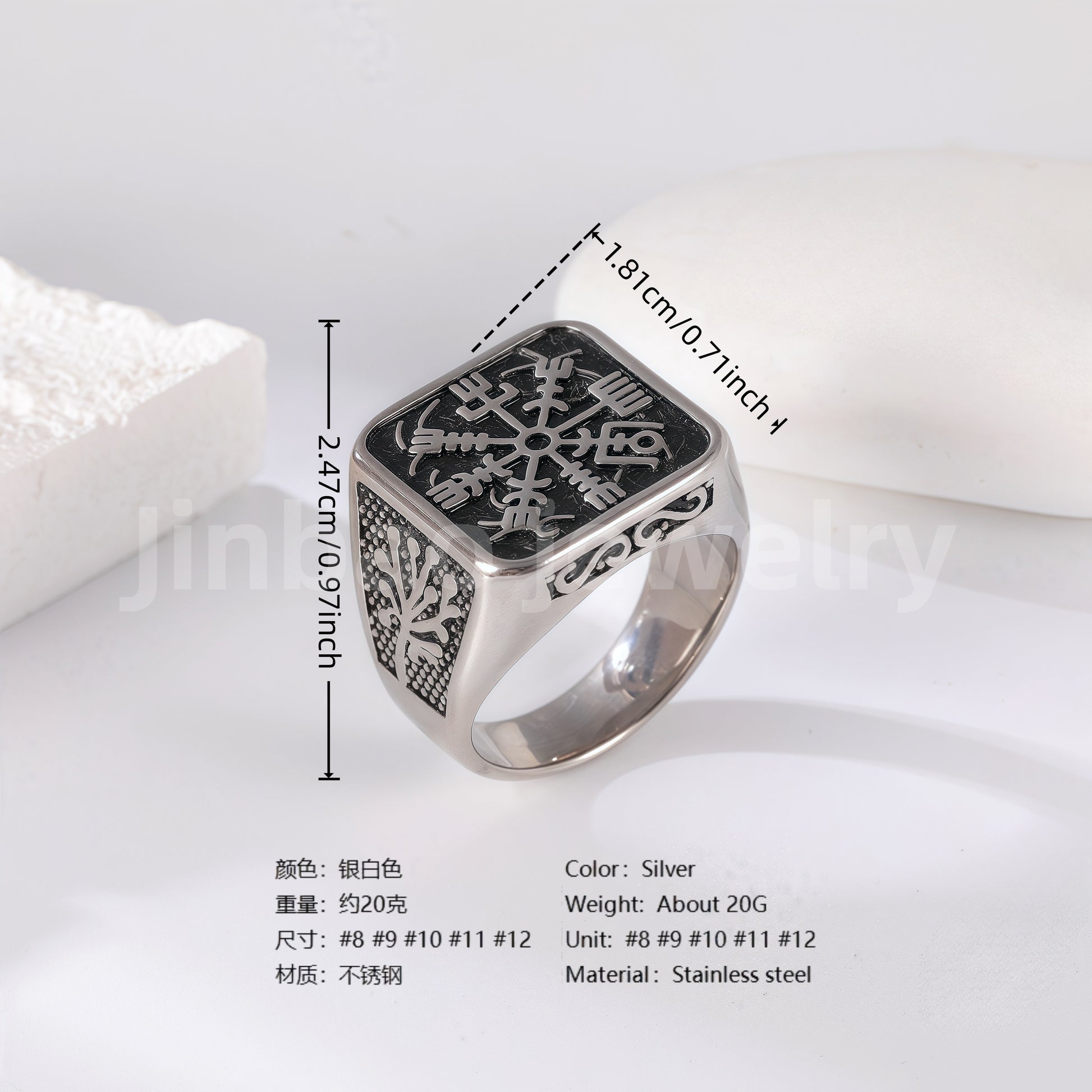 Stainless Steel Titanium Showcase Power Men's Ring